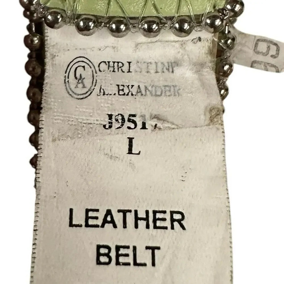 Christine Alexander Swarovski Crystal Studded Green Leather Belt Size Large - Picture 4 of 16